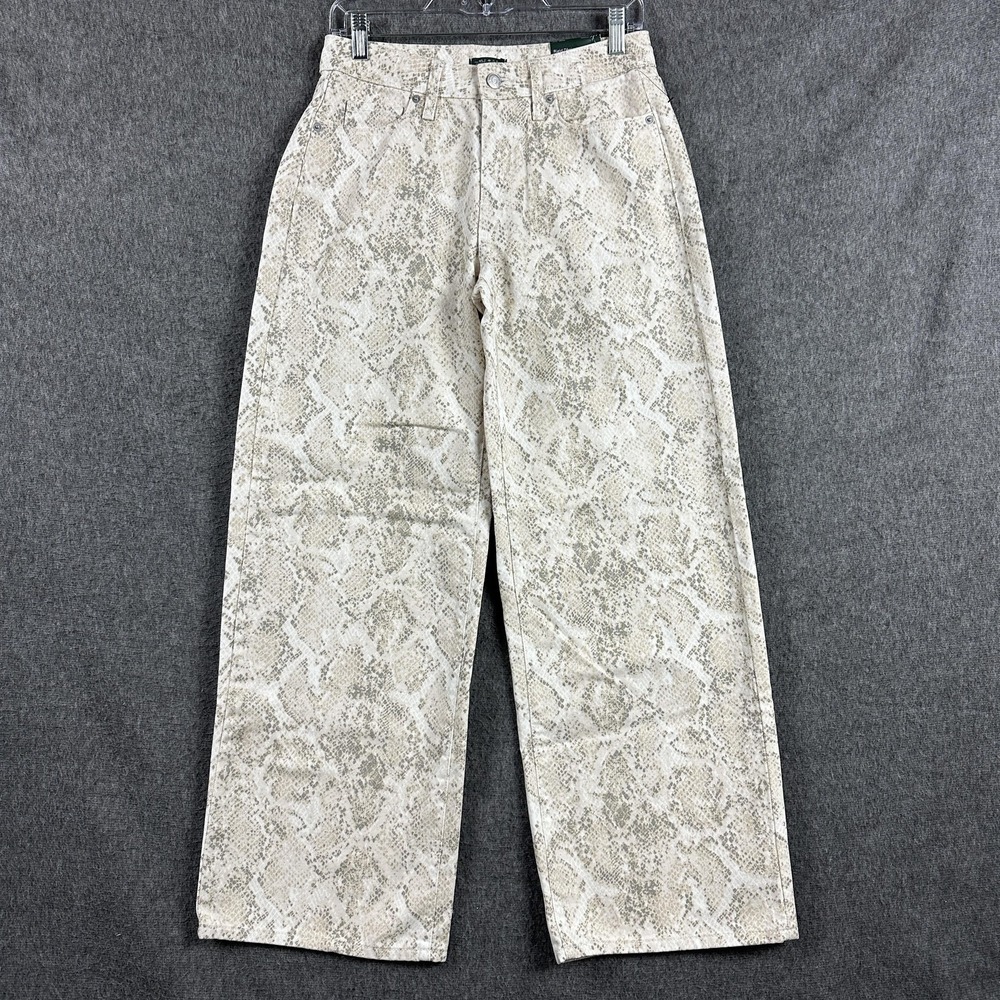 Wild Fable Jeans Womens 2 Beige Snake Print Baggy Wide Leg Rigid Denim 31 Inseam